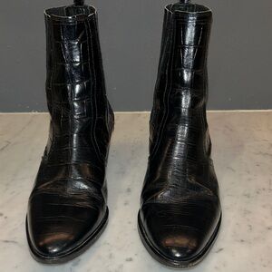 All Saints Black Crocodile Texture Women’s Boots